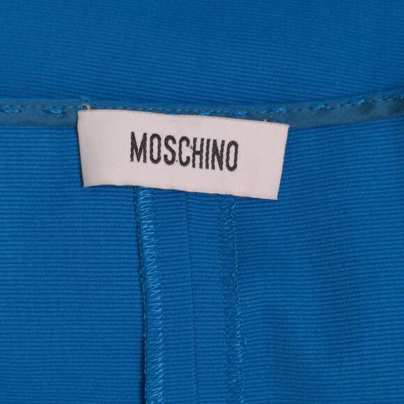 Moschino Womens A Line Dress Blue Pockets V Neck Cap Sleeve Pleated Side Zip S - Picture 9 of 10